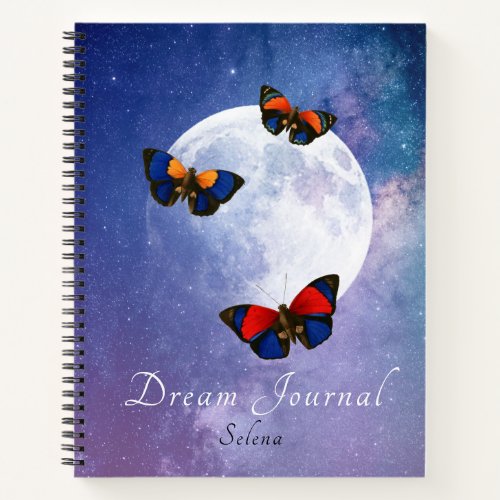 Magical Butterflies Full Moon Starry Night Dream Notebook