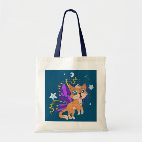 Magical Butterfly Cat Lover Fantasy Cat Owner Pet Tote Bag