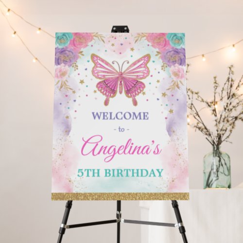 Magical Butterfly Fairy Clouds Birthday Welcome Foam Board