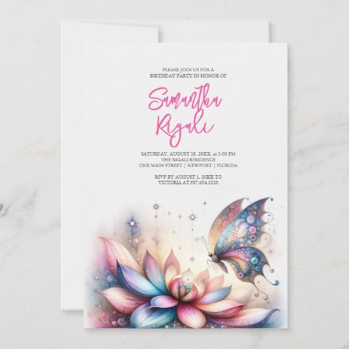 Magical Butterfly Invitations Girls Birthday