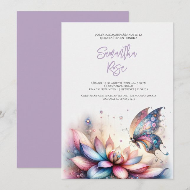 Magical Butterfly Purple Quinceanera (Front/Back)
