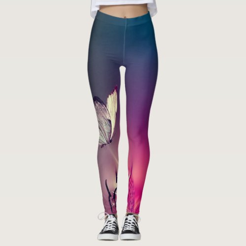 Magical Butterfly Sunset Hot Yoga Love Leggings