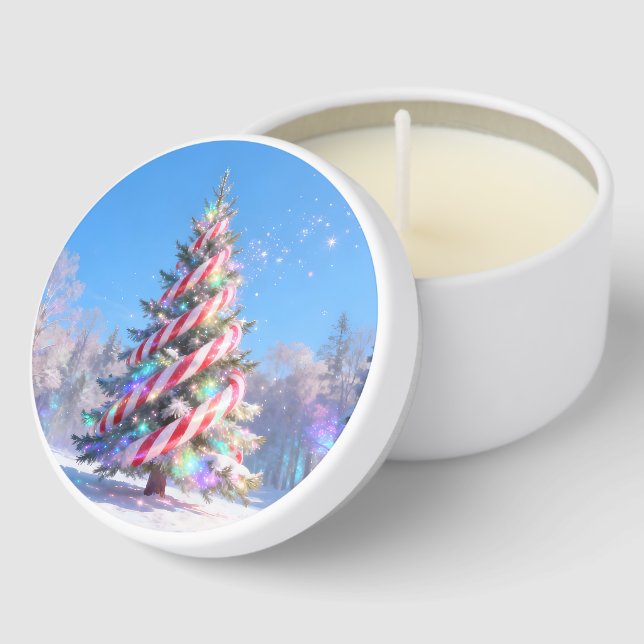 Magical Candy Cane Christmas Tree Mini Candle Favors (Corner)