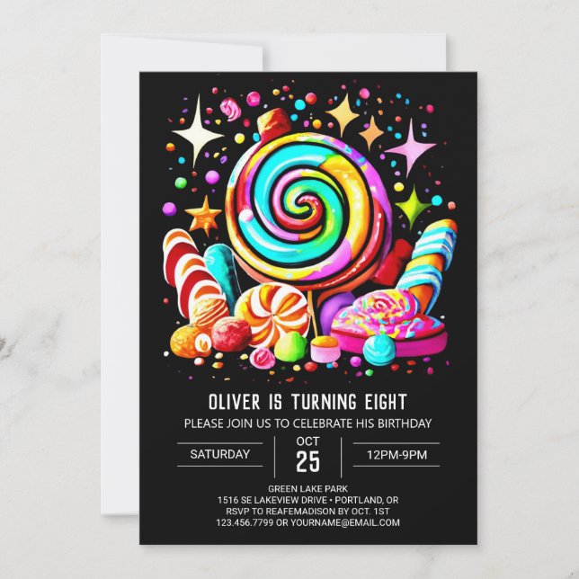 Magical Candyland Colorful Birthday Invitation (Front)