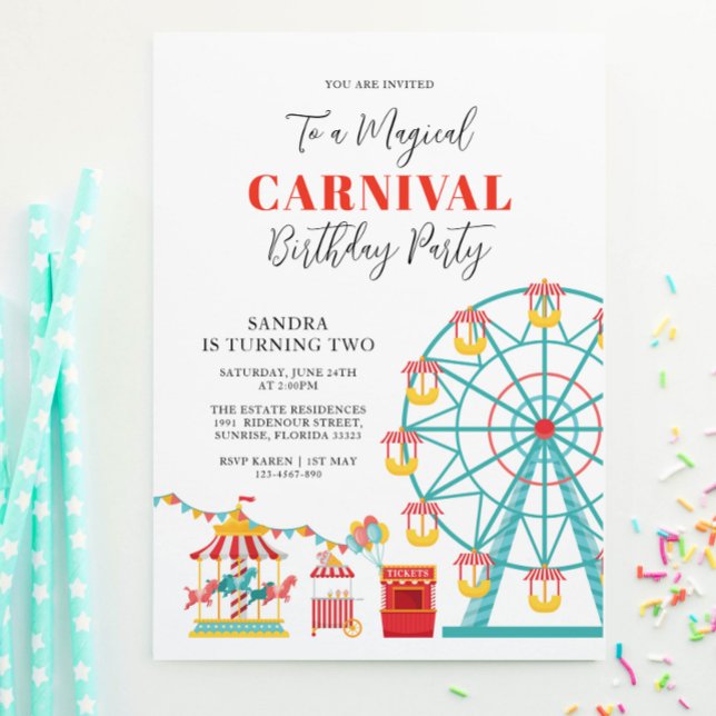 Magical Carnival Birthday Party Invitation