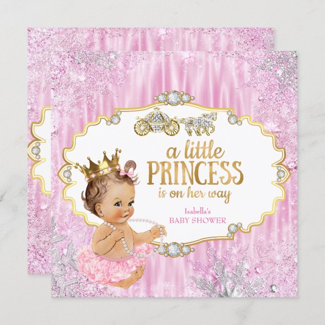 Magical Carriage Princess Baby Shower Pink Invitation (Front/Back)
