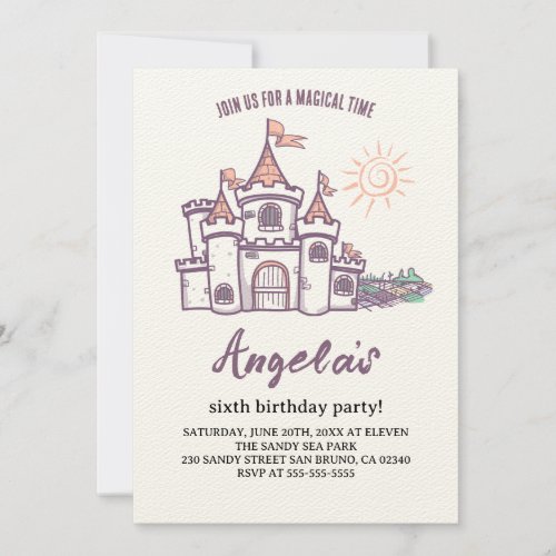 Magical Castle 6th Birthday Invitation