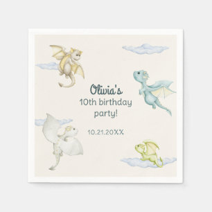 Magical Castle Cute Dragons Kids Birthday Napkins