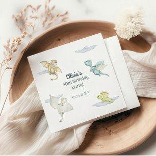 Magical Castle Cute Dragons Kids Birthday Napkins