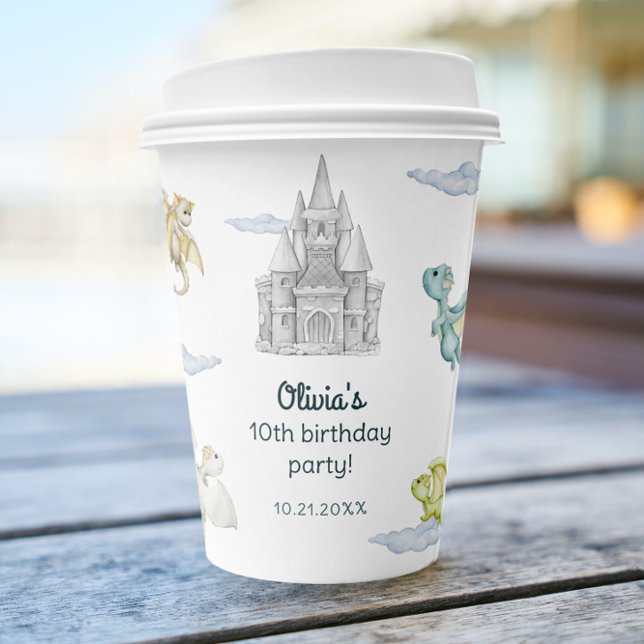 Magical Castle Cute Dragons Kids Birthday Paper Cups (Creator Uploaded)