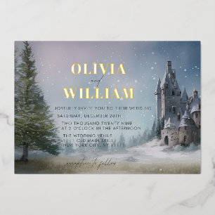 Magical Castle Fairytale Wedding Foil Invitation