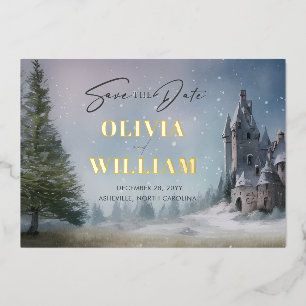 Magical Castle Fairytale Wedding Save The Date Foil Invitation