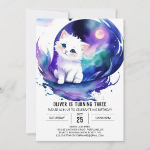 Magical Cat Boho Birthday Invitation