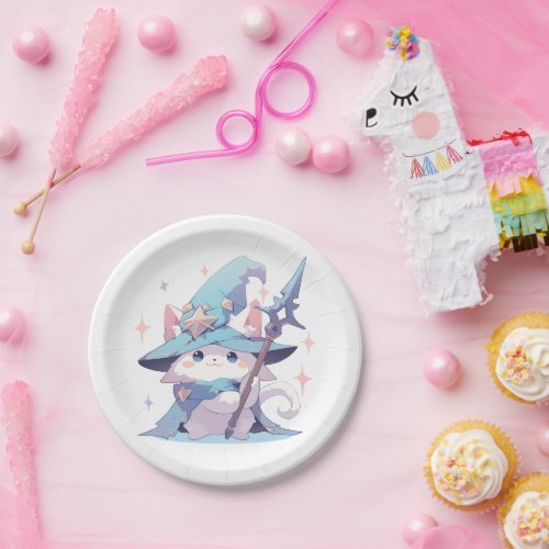  Magical Cat Magician  Japanese Anime Style Paper Plates