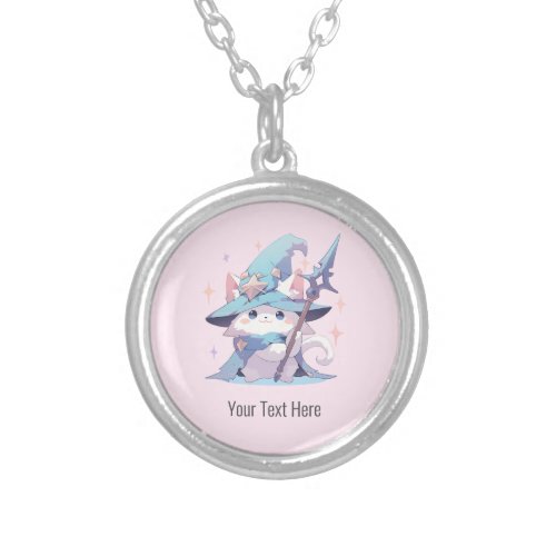  Magical Cat Magician  Japanese Anime Style Silver Plated Necklace