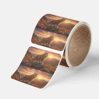 Magical Cat Mountain Adventure – Whimsical Fantasy Square Sticker