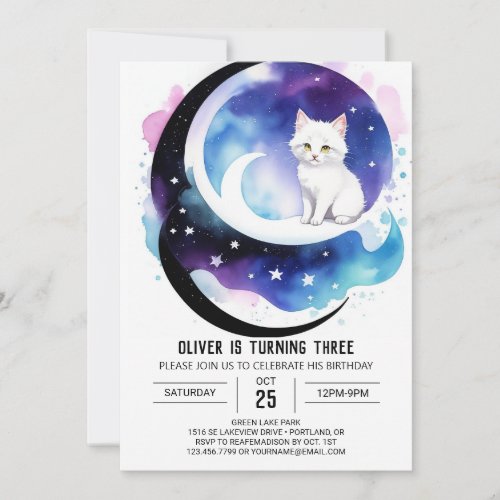 Magical Cat Printable Birthday Invitation