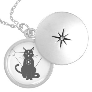Magical cat silhouette - Choose background color Locket Necklace
