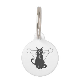 Magical cat silhouette - Choose background color Pet ID Tag