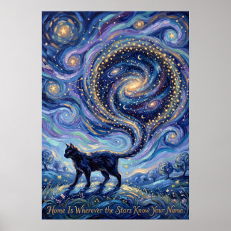 Magical Cat with a Portal Tail | Fantasy Cosmic Poster