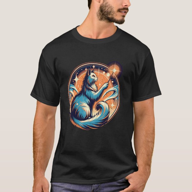 Magical Cat with Celestial Elements Art 4 T-Shirt (Front)
