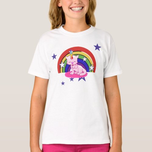 Magical caticorn  girl birthday T_Shirt