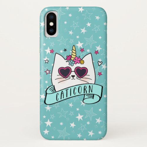 Magical Caticorn  Kawaii Cartoon Unicorn Cat iPhone XS Case