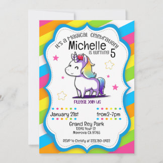 Magical Celebration Unicorn Birthday invitation