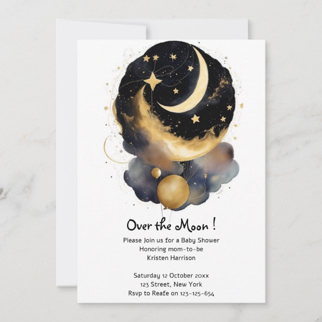 Magical Celestial Baby Shower Moon Stars Theme Invitation (Front)