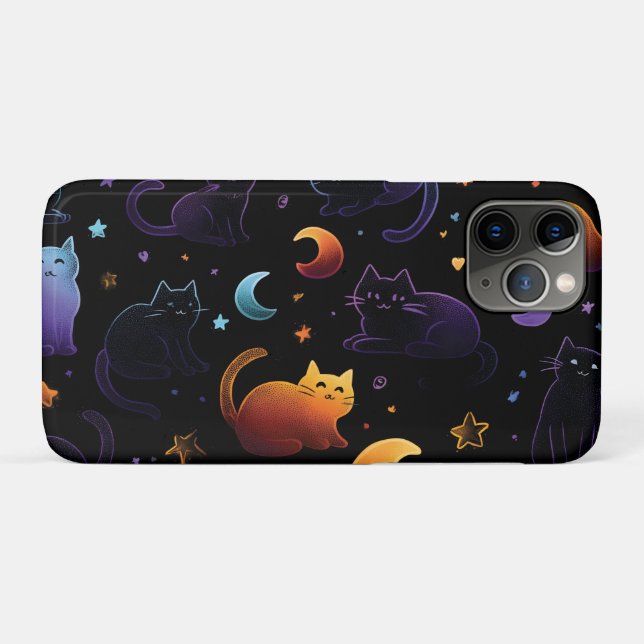 Magical Celestial Cat Pattern with Moons  Case-Mate iPhone Case (Back (Horizontal))
