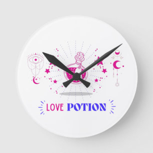 Magical celestial colored 'Love Potion' design Round Clock