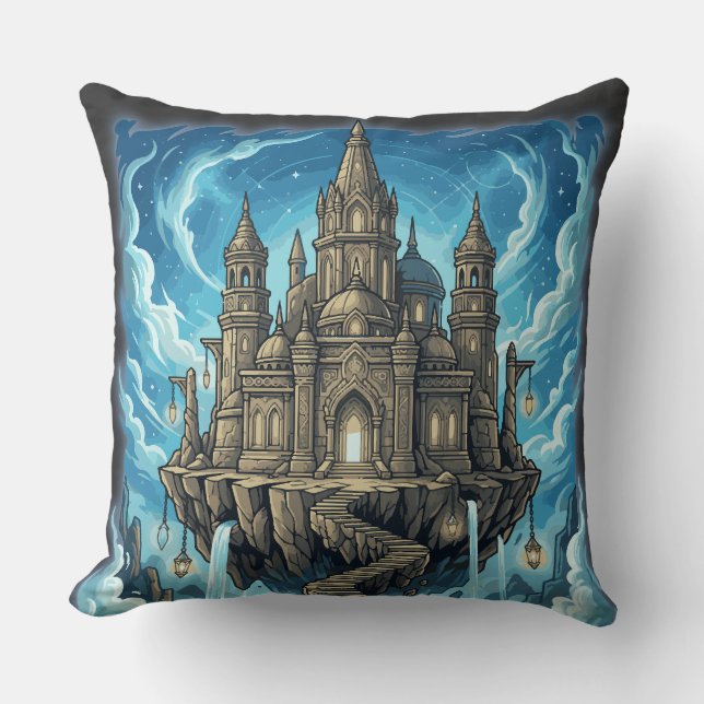 Magical Celestial Floating Castle In The Clouds Throw Pillow (Front)