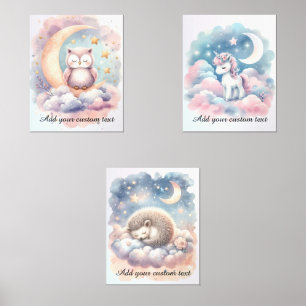 Magical Celestial Nursery Baby Room Personalizable Wall Art Sets