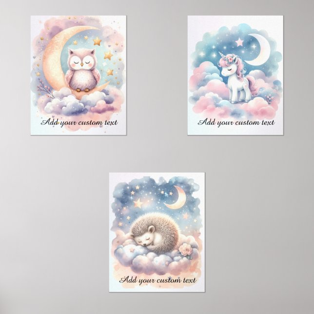 Magical Celestial Nursery Baby Room Personalizable Wall Art Sets (Front)