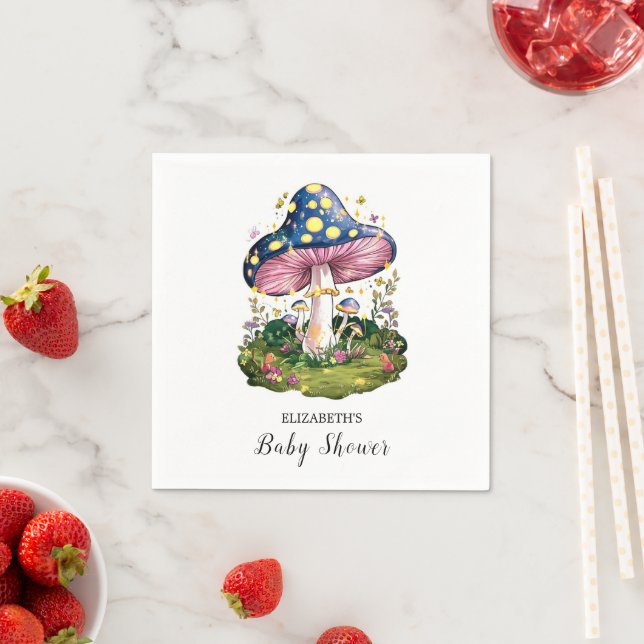 Magical Charming Mushroom Baby Shower Napkins (Insitu)