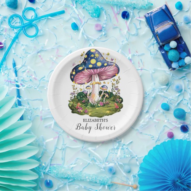 Magical Charming Mushroom Baby Shower Paper Plates (Party)