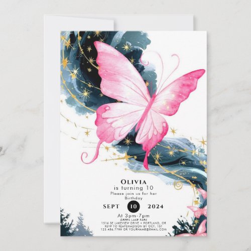 Magical Childrens Butterfly Birthday Invitation