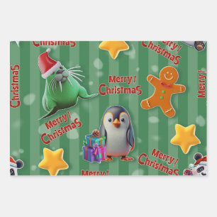 Magical Christmas: 3D Animal Friends Wrapping Paper Sheets