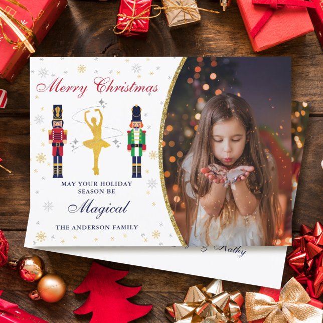 Magical Christmas Ballerina Nutcracker 2 Photo Holiday Card (Creator Uploaded)