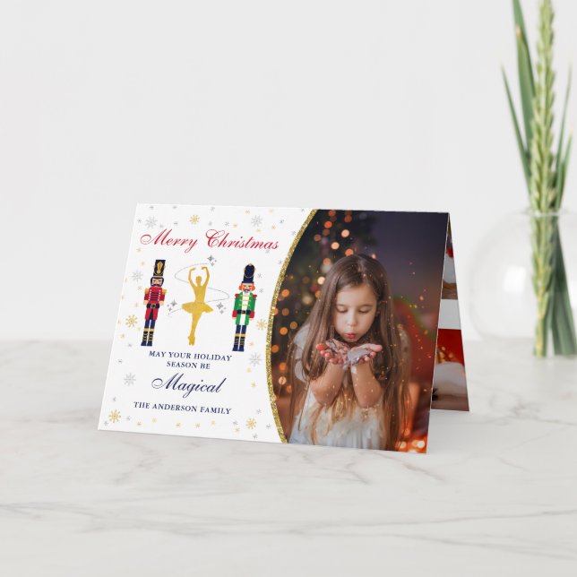 Magical Christmas Ballerina Nutcracker 5 Photo  Holiday Card (Front)