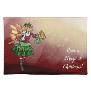 Magical Christmas Bell Fairy Cloth Placemat