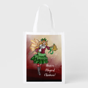 Magical Christmas Bell Fairy Grocery Bag