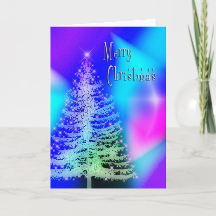 Magical Christmas Card - Tree & Lights | Zazzle