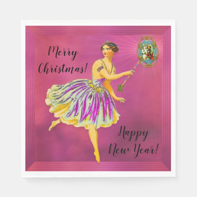 Magical Christmas Cheer II Fun Fairy Paper Napkins (Front)