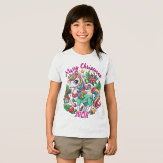 Magical Christmas Cute Unicorn Gift Kids Tri-Blend Shirt