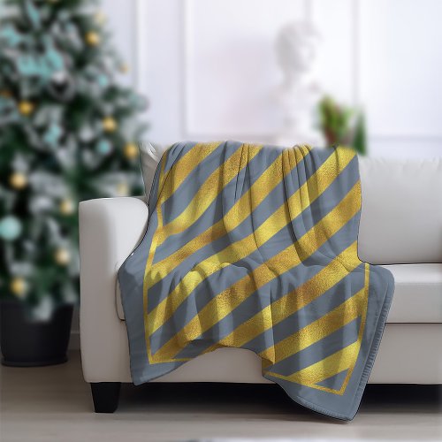 Magical Christmas Diagonal Stripes Gold ID441 Fleece Blanket