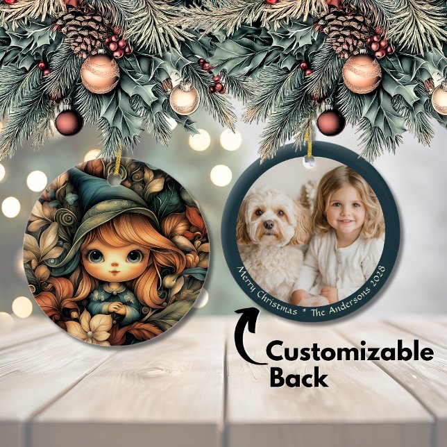 Magical Christmas Elf Customizable Ceramic Ornament (Magical Christmas Elf Customizable Ceramic Ornament)