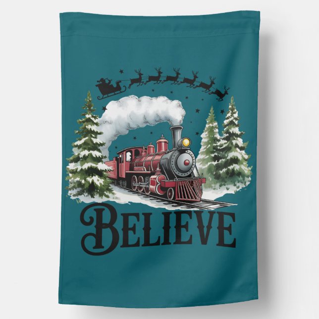 Magical Christmas Express Believe Train  House Fla Flag (Back)