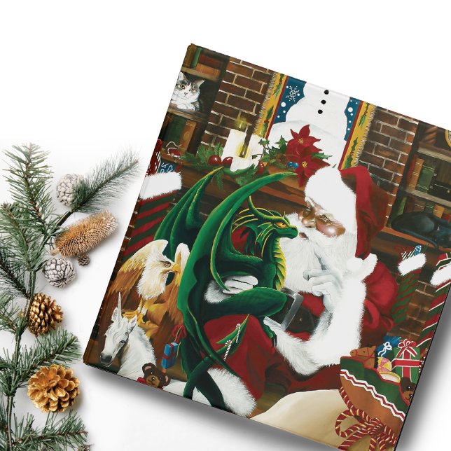 Magical Christmas Fantasy Santa Dragon Yule Cozy 3 Ring Binder (Creator Uploaded)