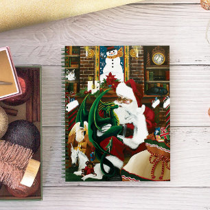Magical Christmas Fantasy Santa Dragon Yule Cozy Notebook